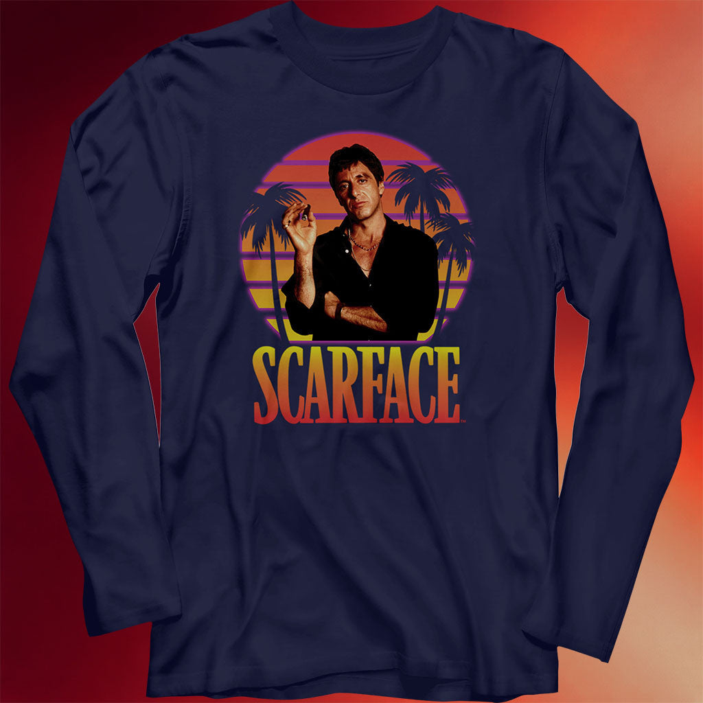 Tony Montana Shirt Sunset Scarface Long Sleeve Shirt Father's Day Present Ideas