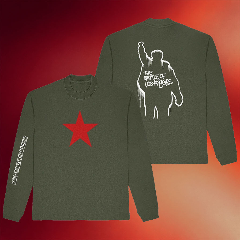 Rage Against The Machine Merch Red Star BoLA Long Sleeve T-Shirt Gifts For Music Lovers