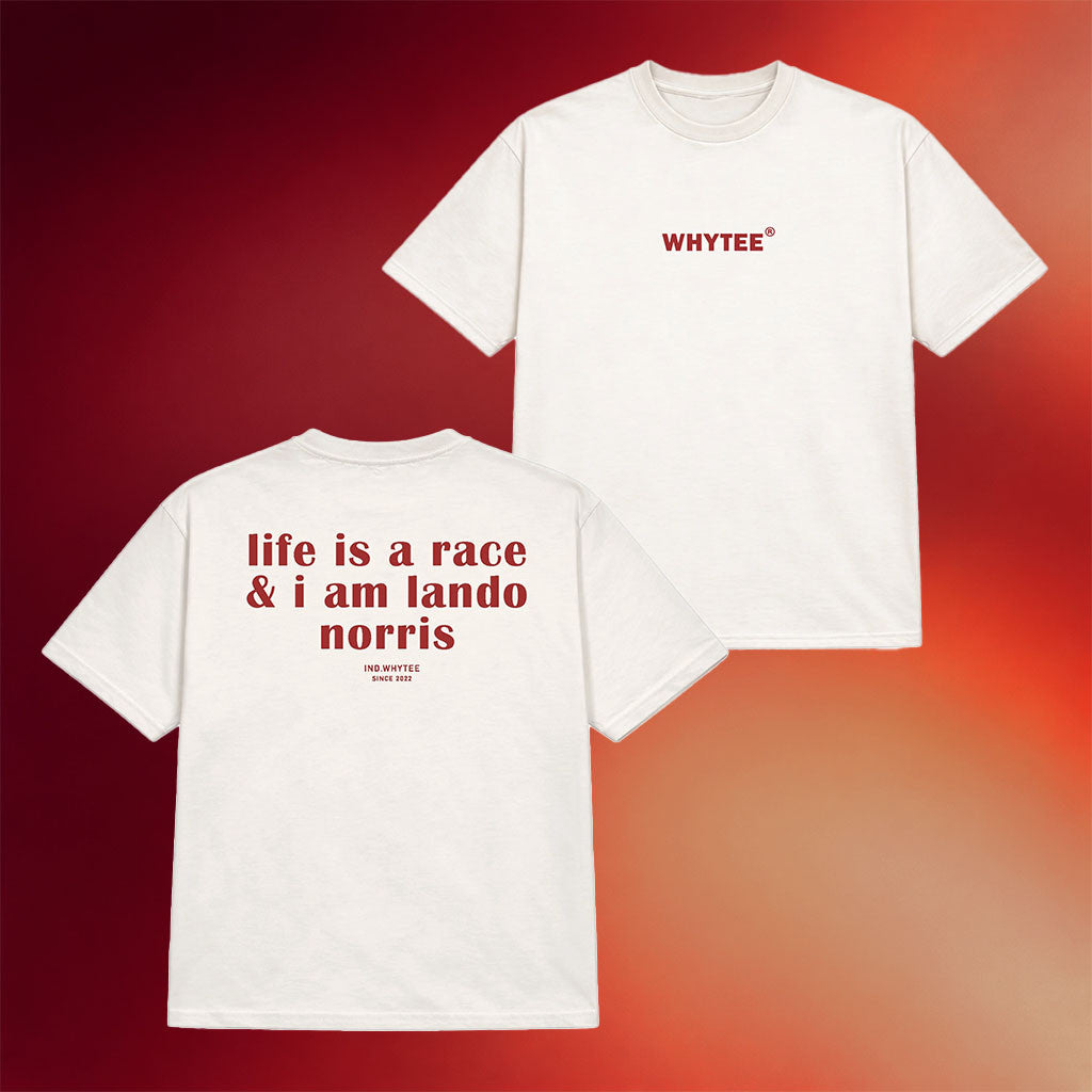 Whyteeindia Merch 2026 Life Is A Race And I Am Lando Norris T-Shirt Cool Gifts For F1 Fans