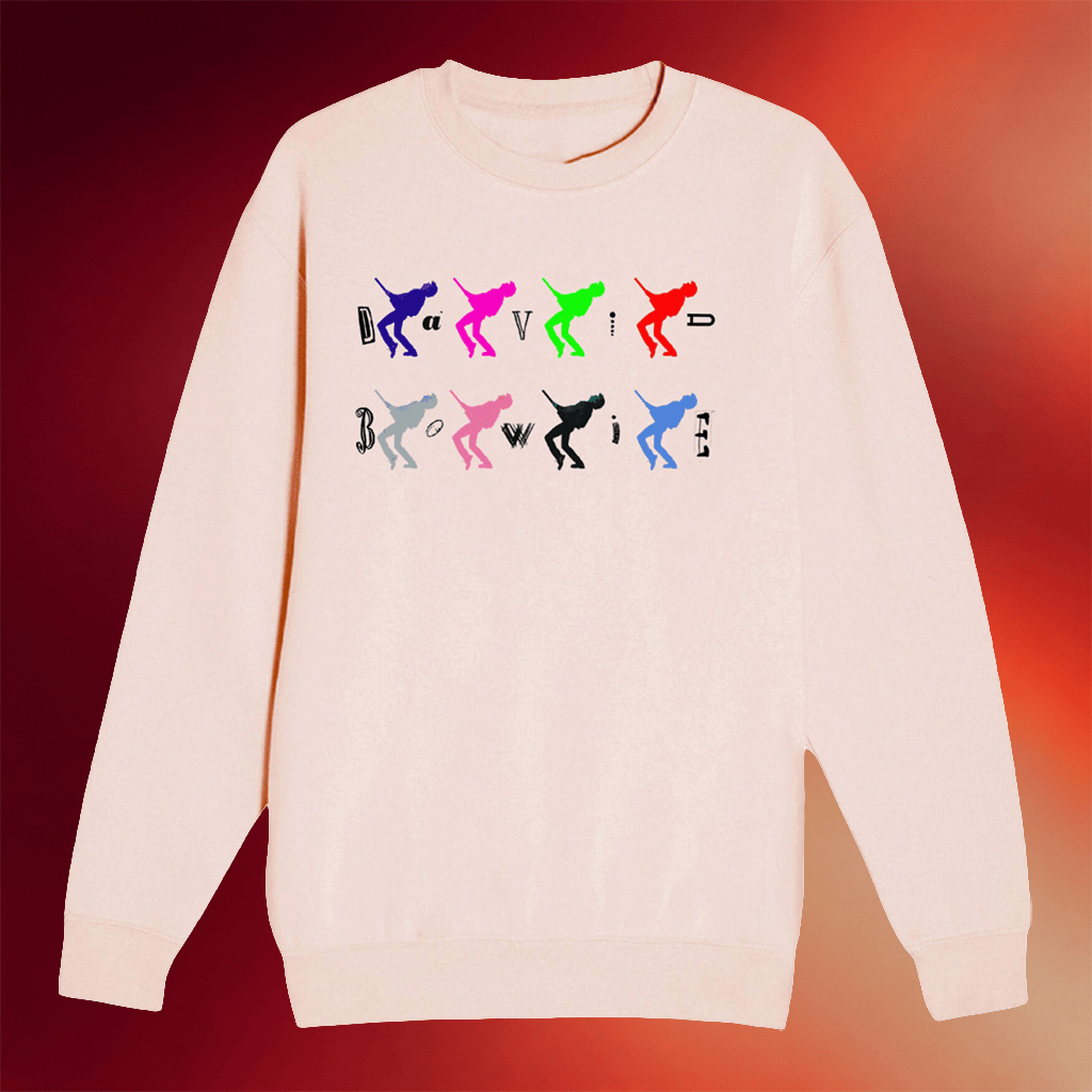 David Bowie Merch 2026 Never Let Me Down Horizontal Logo Crewneck Sweatshirt Fan Gifts