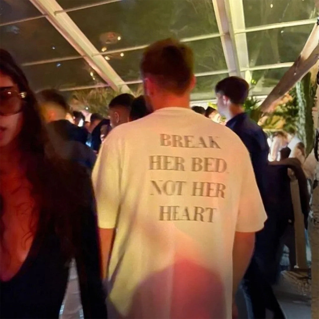 Whyteeindia Merch 2026 Break Her Bed Not Her Heart T-Shirt Adult Humor Shirts For Him