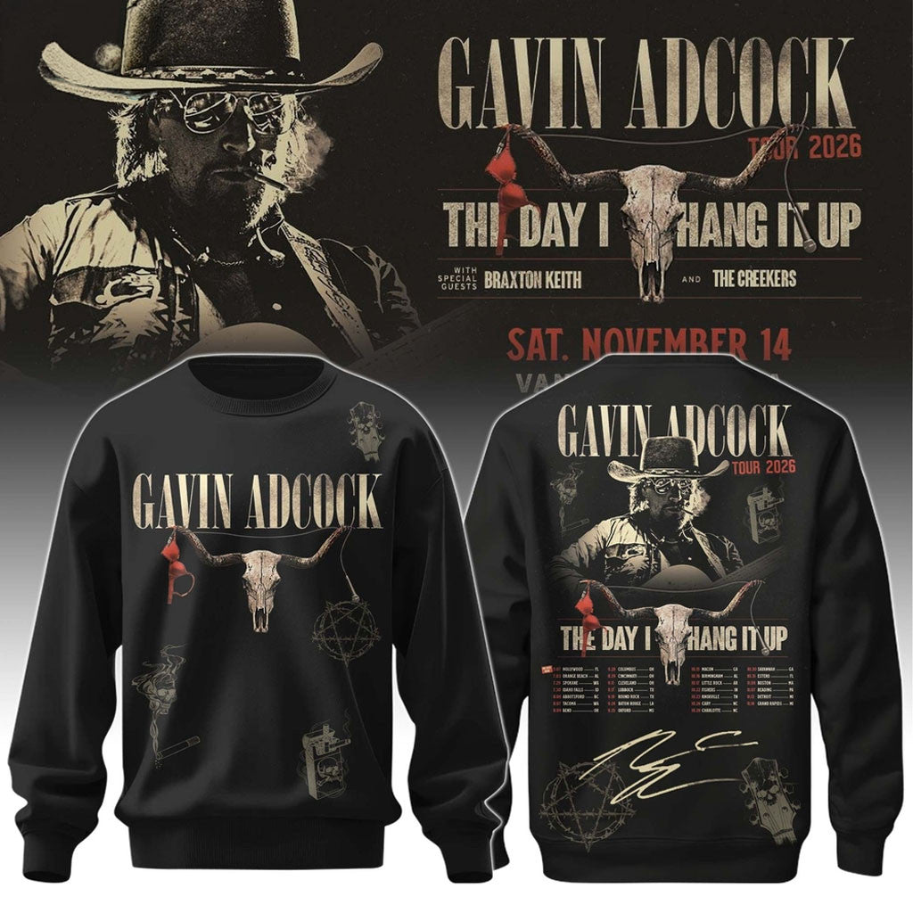 Gavin Adcock Merch 2026 Gavin Adcock Steer Skull Sweatshirt Gavin Adcock Tour Merch Fan Gifts