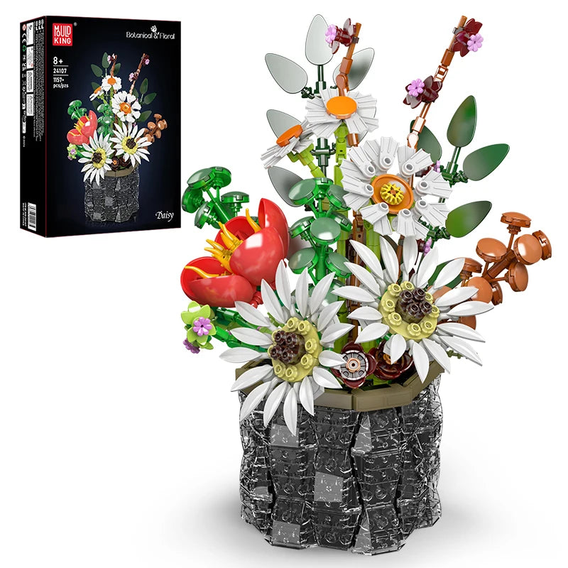 Mould King 24107 Bouquet de marguerites blanches - Kit de fleurs à assembler