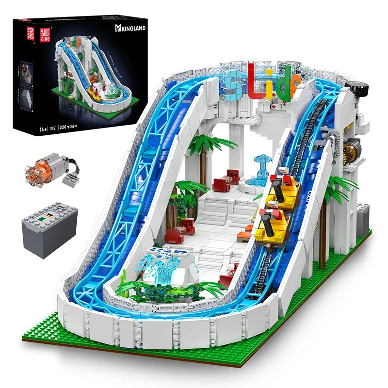 Mould King 11021 - Motorized Water Slide Roller Coaster Building Set