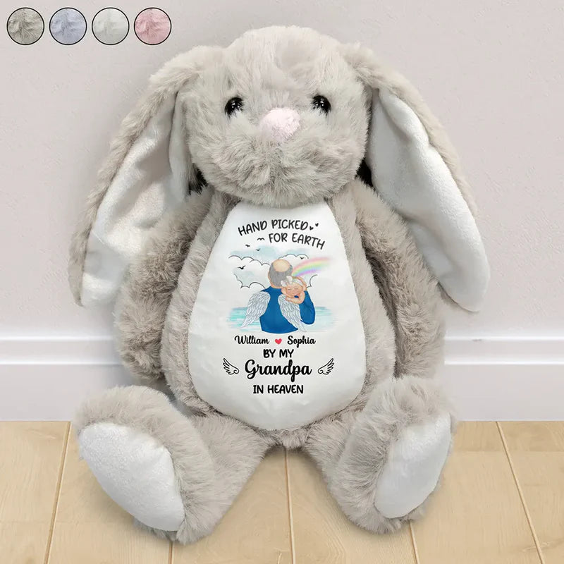 Hand Picked For Earth By My Grandpa Grandma - Personalized Soft Toy Bunny