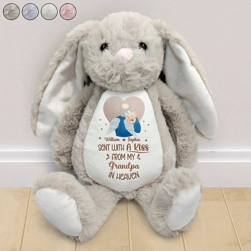 Memorial Sent With A Kiss From My Great Grandma In Heaven - Personalized Soft Toy Bunny