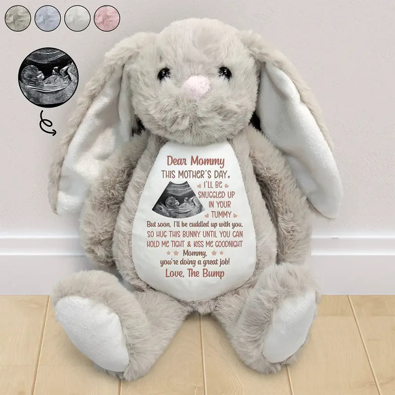 Custom Photo This Mother_s Day I_ll Be Snuggled Up In Your Tummy - Personalized Soft Toy Bunny