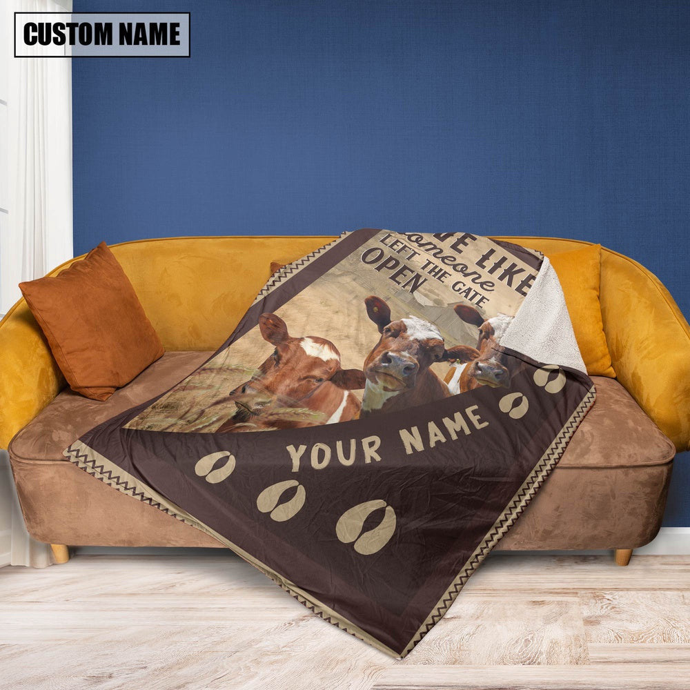 Personalized Ayrshires Live Like Someone Left The Gate Open Blanket, Farm Blanket, Farm Animal Blanket