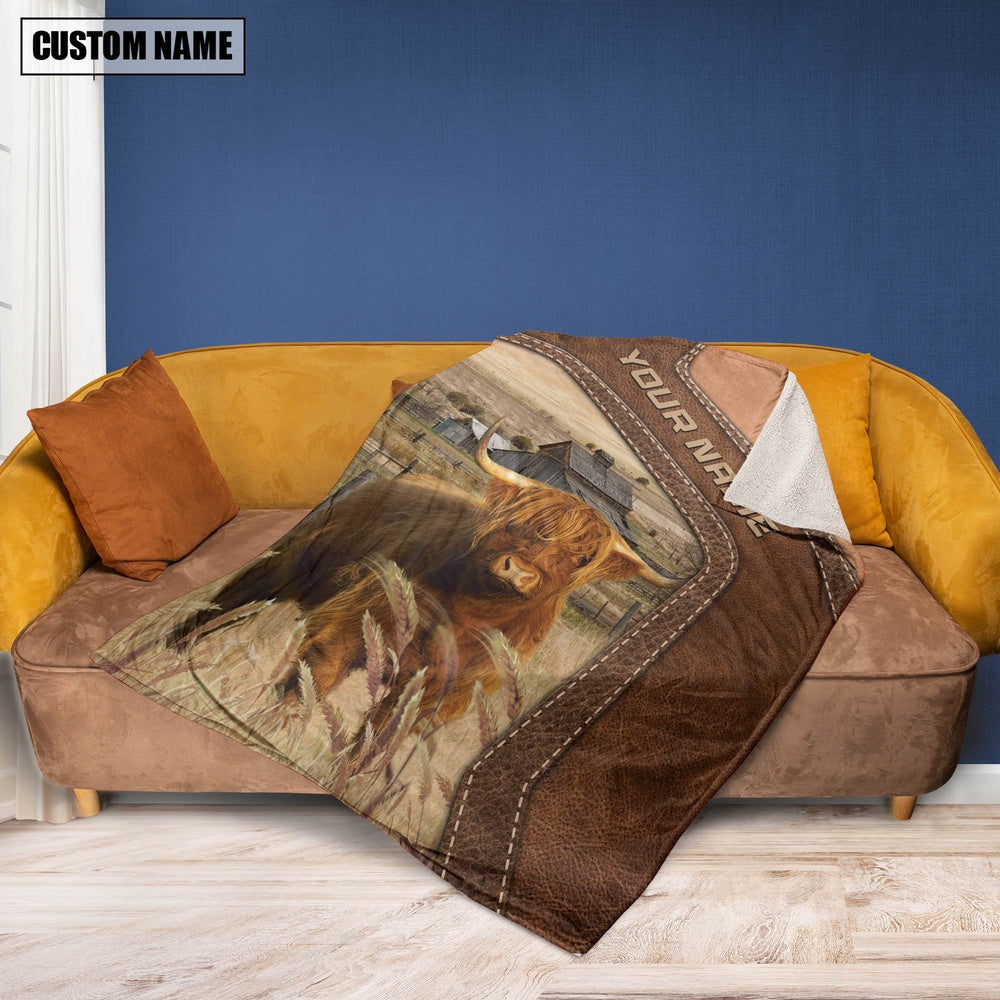 Big Custom Name Highland Blanket, Farm Blanket, Farm Animal Blanket