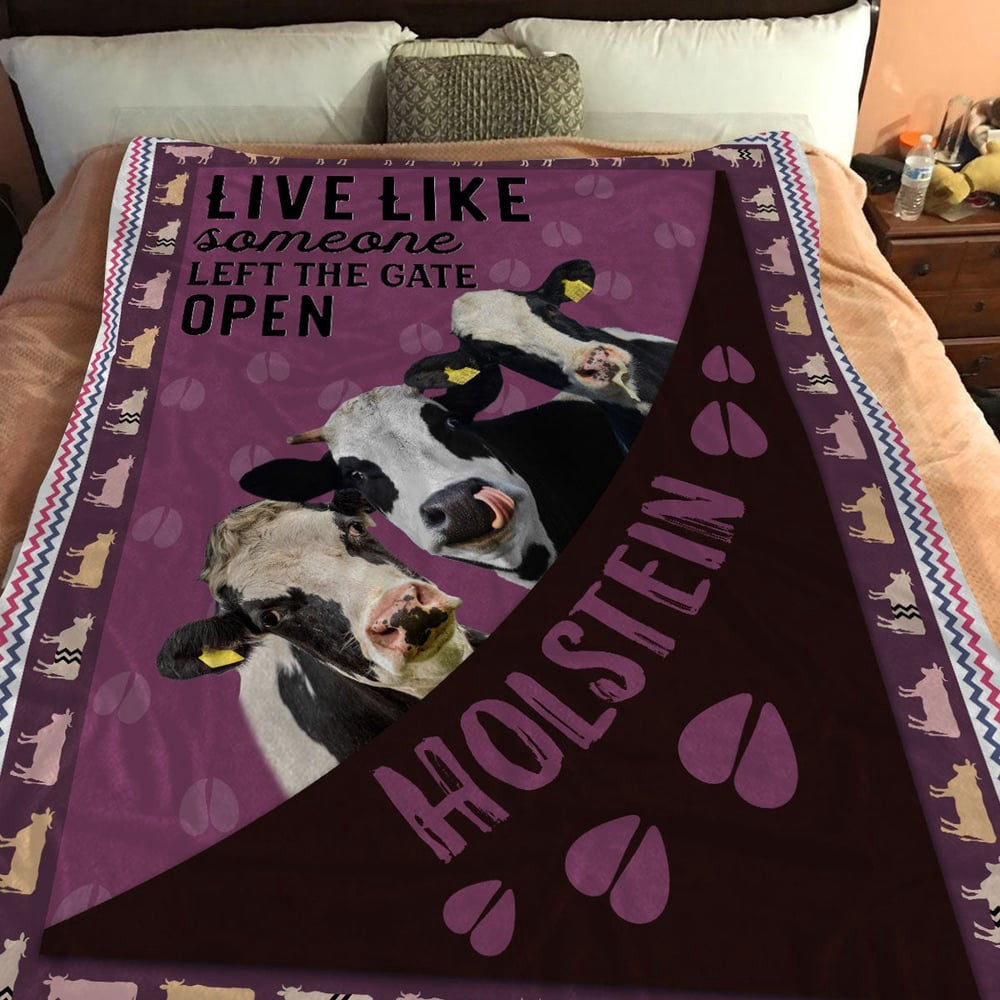 Holstein Hoof Pattern Purple Background Blanket, Farm Blanket, Farm Animal Blanket