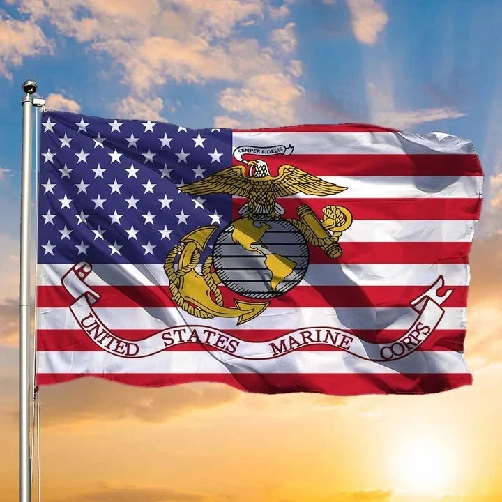 USMC Flag US Marine Corps American Flag Patriotic Marine Decor Indoor Outdoor
