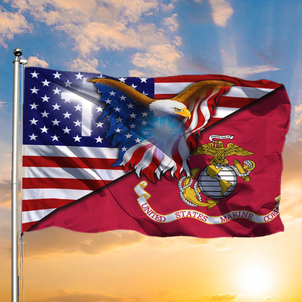 Christian Eagle US Marine Corps Flag American Flag Pride Military July 4th Decorations