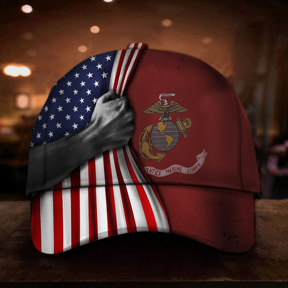 U.S Marine Corps Flag Inside American Flag Patriotic Welcome Holiday 4Th July Decor In-Outdoor