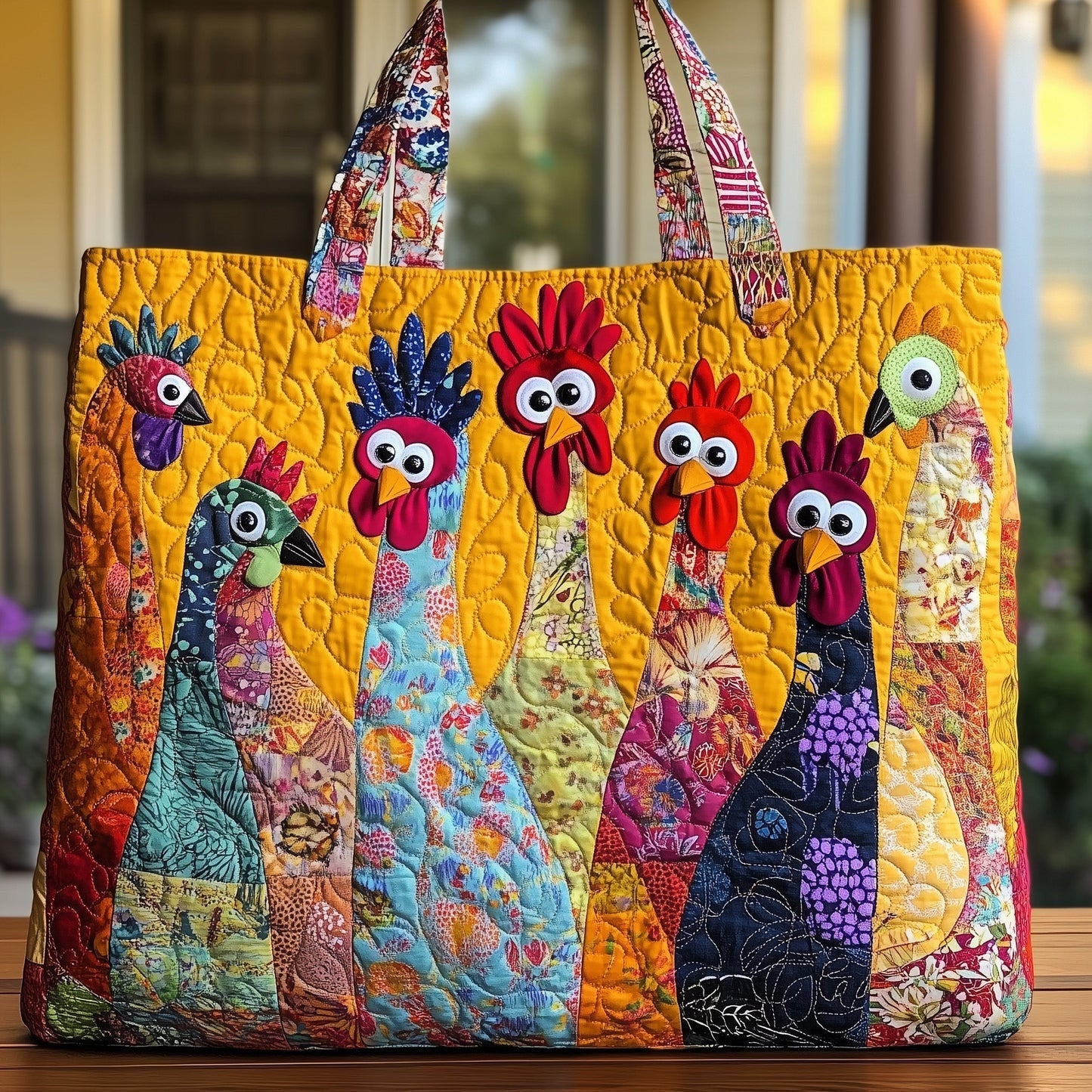 Funky Chicken Quilted Tote Bag Gifts For Chicken Lovers- Mouldkingstore