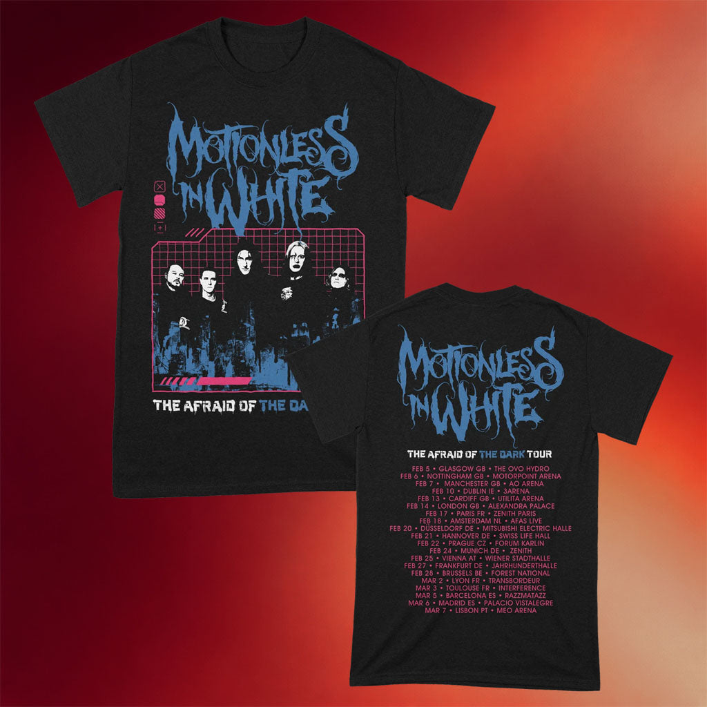 Motionless In White Merch Afraid Of The Dark Tour 2026 T-Shirt Gift For Band Fans