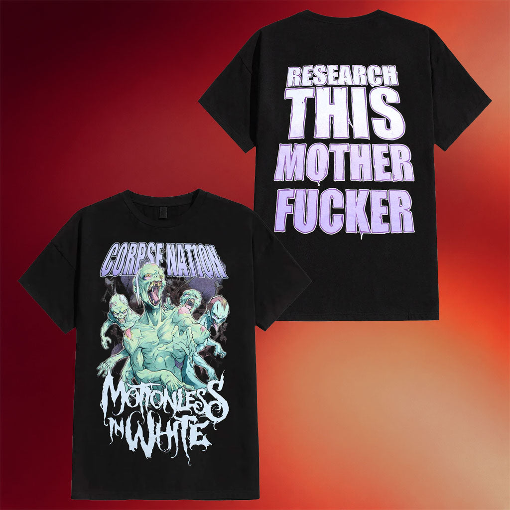 Motionless In White Merch Corpse Nation T-Shirt Research This Mother Fcker Shirt Fans Gifts