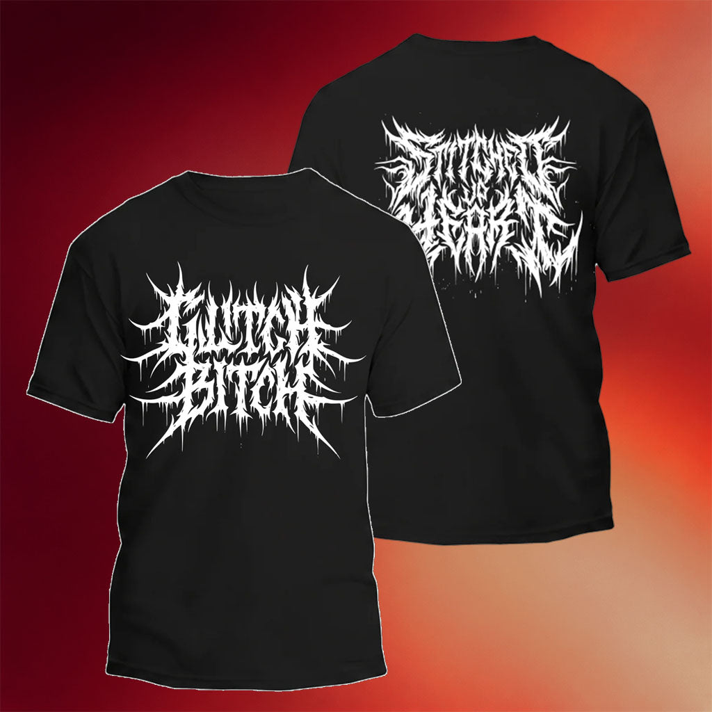 Stitched Up Heart Merch Glitch Bitch Black T-Shirt Cool Gifts For Rock Lovers