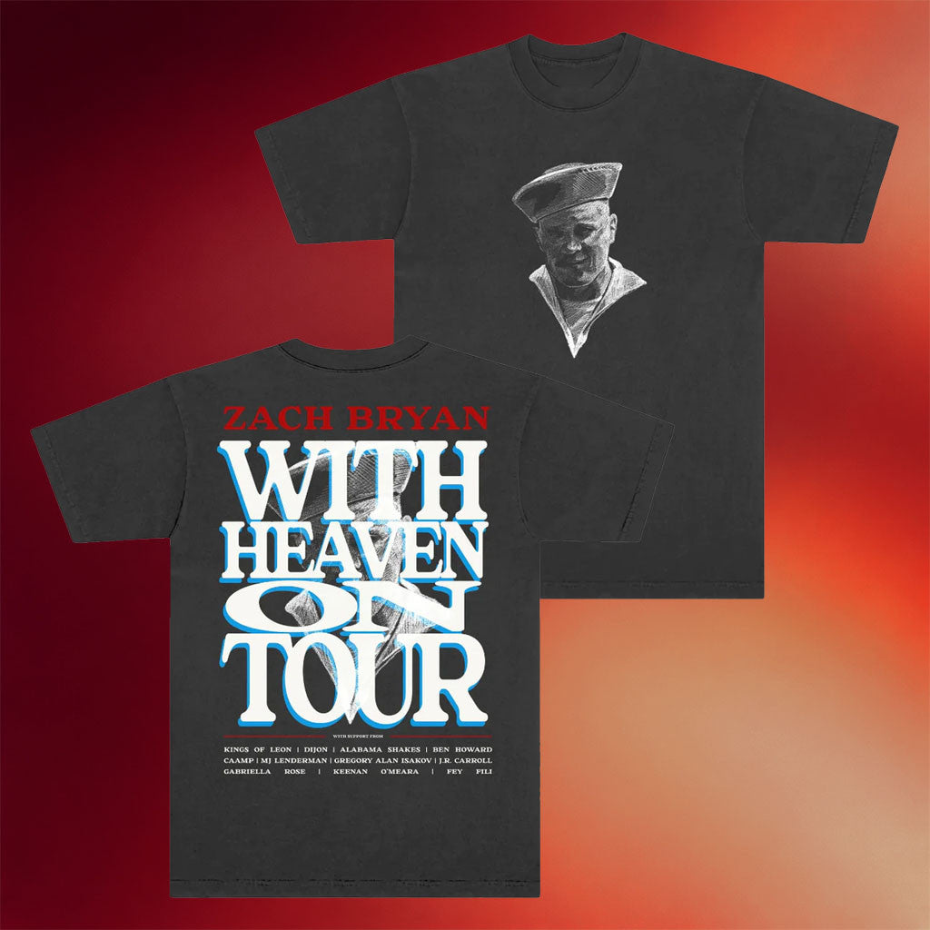 Zach Bryan With Heaven On Tour Merch 2026 With Heaven On Top Tour T-Shirt Music Fan Gifts Ideas