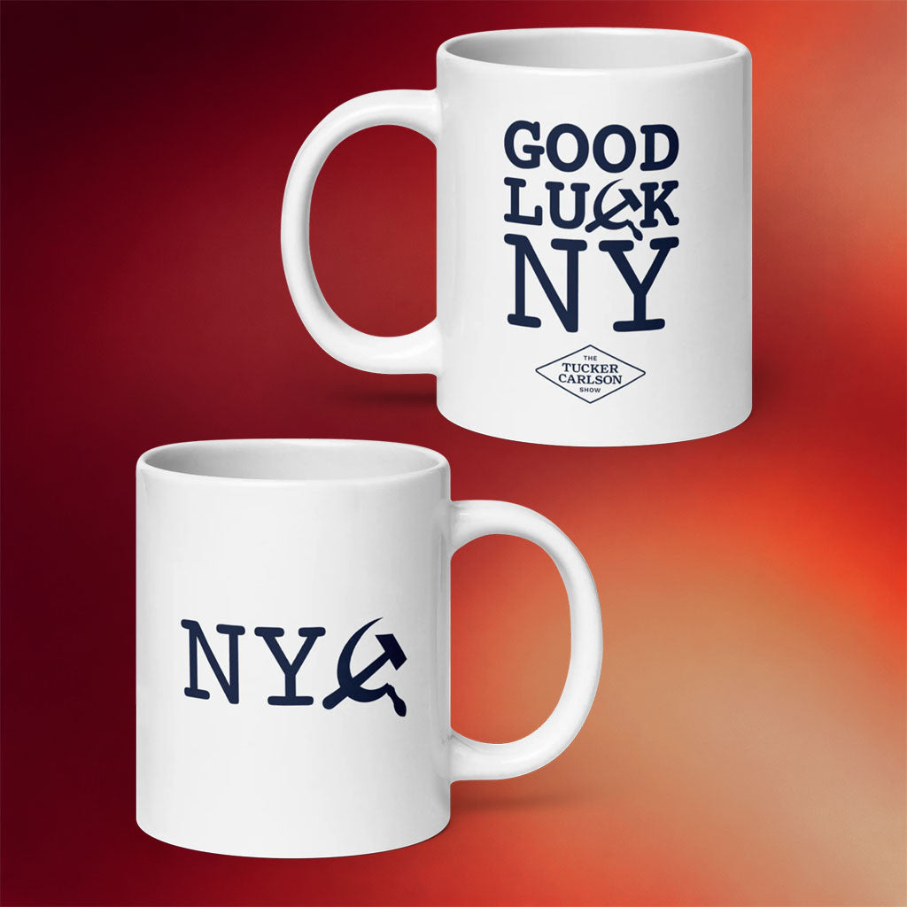 Tucker Carlson Merch 2026 NY Commie Mug Good Luck NY Cup Gifts Ideas For BFF
