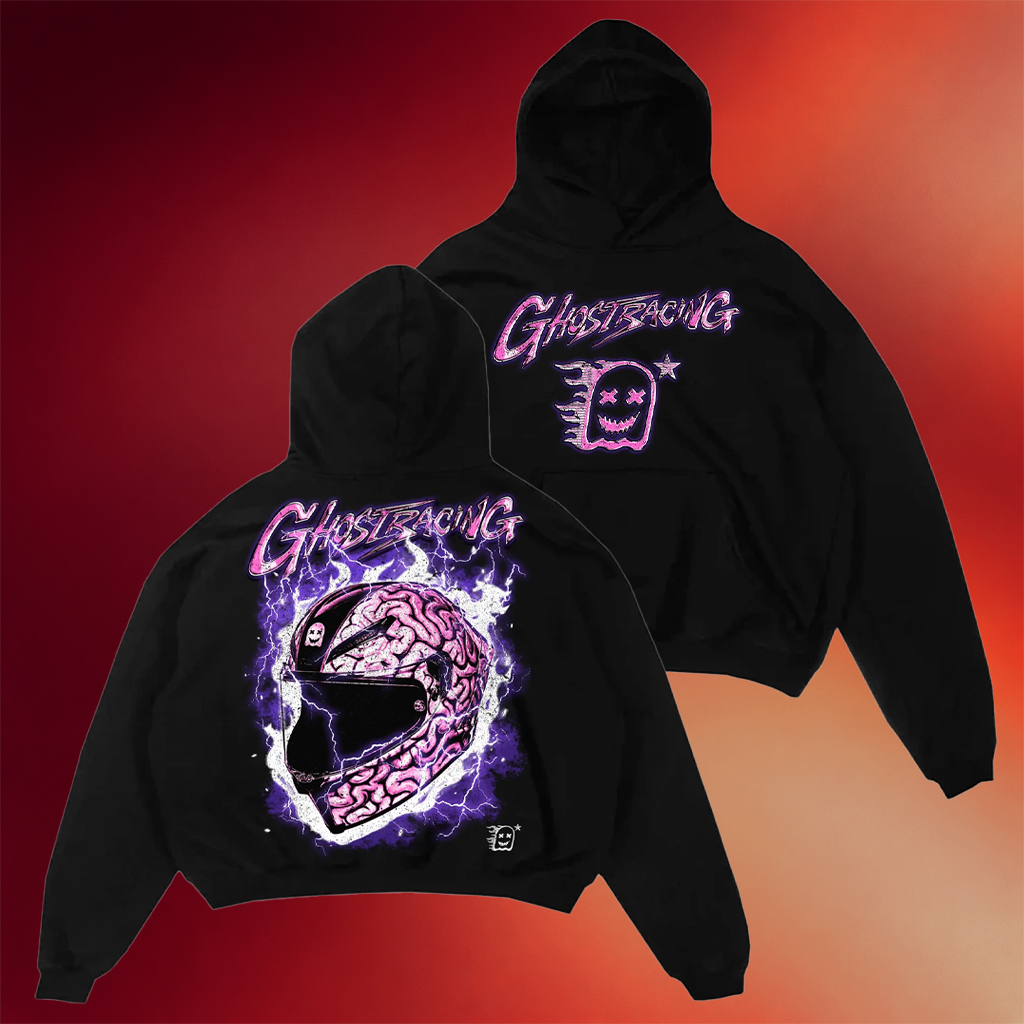 Ghost Racing Merch Big Brain Pink Hoodie Black Gift Ideas For Husband