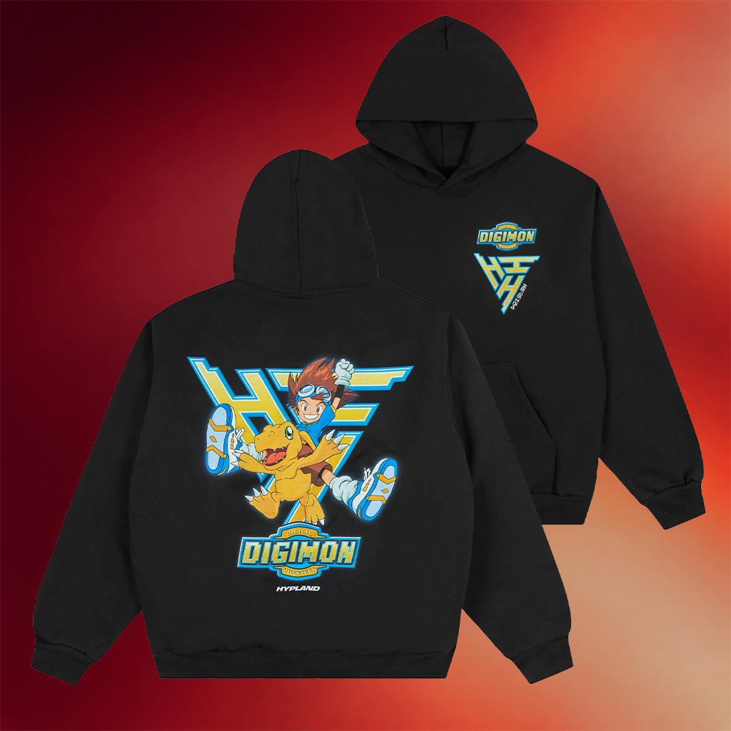 Hypland Merch Digimon Hypland Logo Hoodie Black Good Gifts For Brother