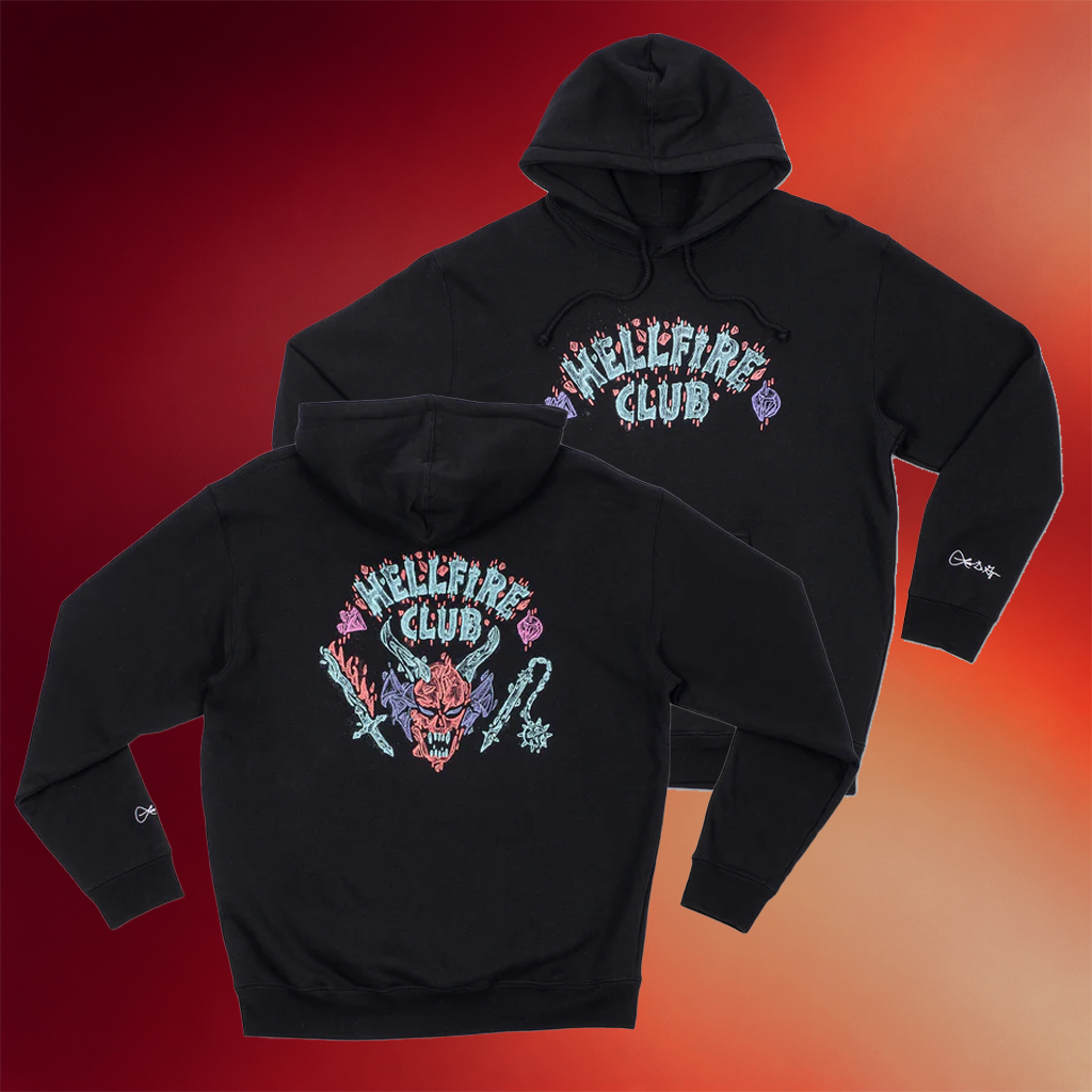 Netflix Merch Stranger Things X Louis De Guzman Hellfire Club Hoodie Fan Apparel Gifts