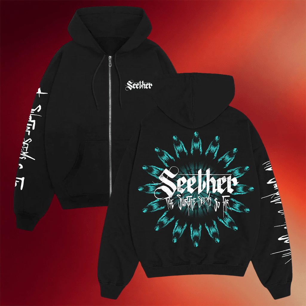 Seether Merch Surface Tour Black Zip Up Hoodie Best Gifts For Rock Band Fans