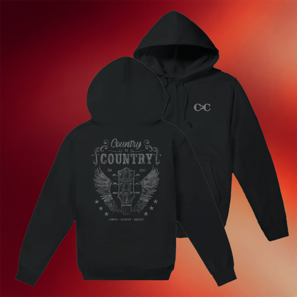 C2C Country To Country Merch 2026 Angel Guitar Black Zip Hoodie Birthday Gift For Son