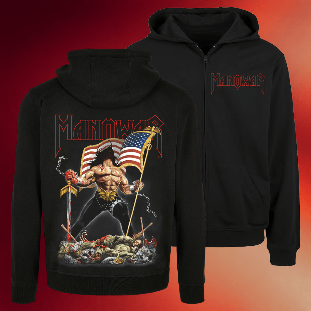 Manowar Merch Warriors Of The World Zip Hoodie Manowar Band Merch Gifts For Music Fans