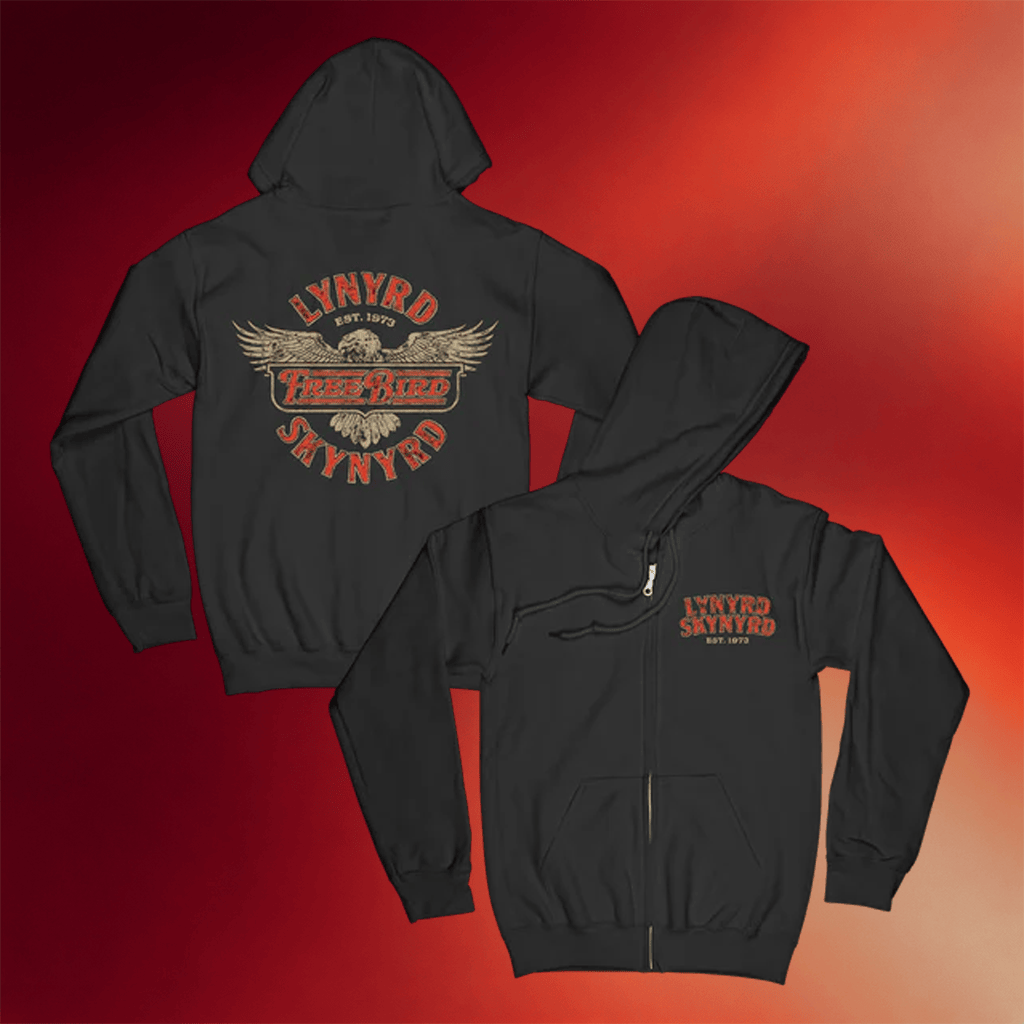 Lynyrd Skynyrd Merch Freebird Badge Zip Hoodie Gifts For Rock Band Fans
