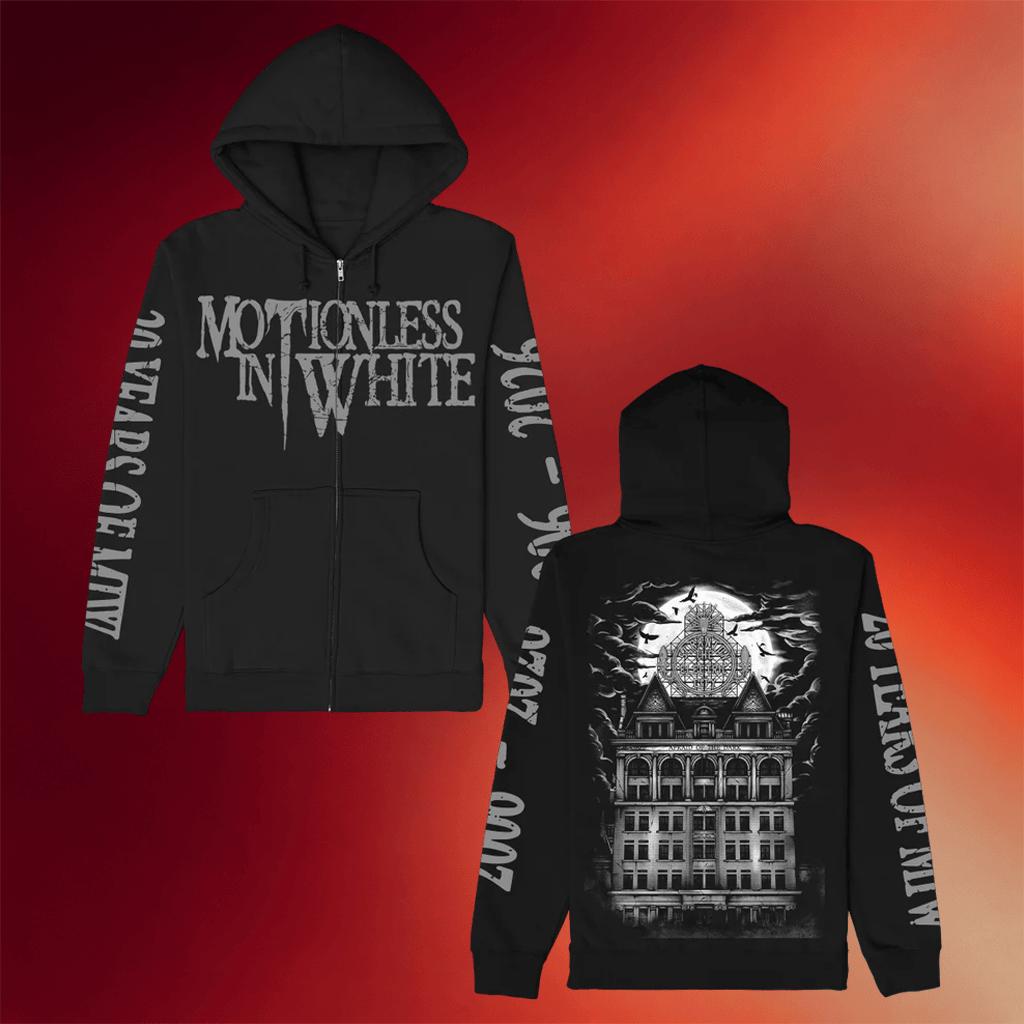 Motionless In White Merch Throwback Logo Zip Up Hoodie Gifts For Fans Music Lovers