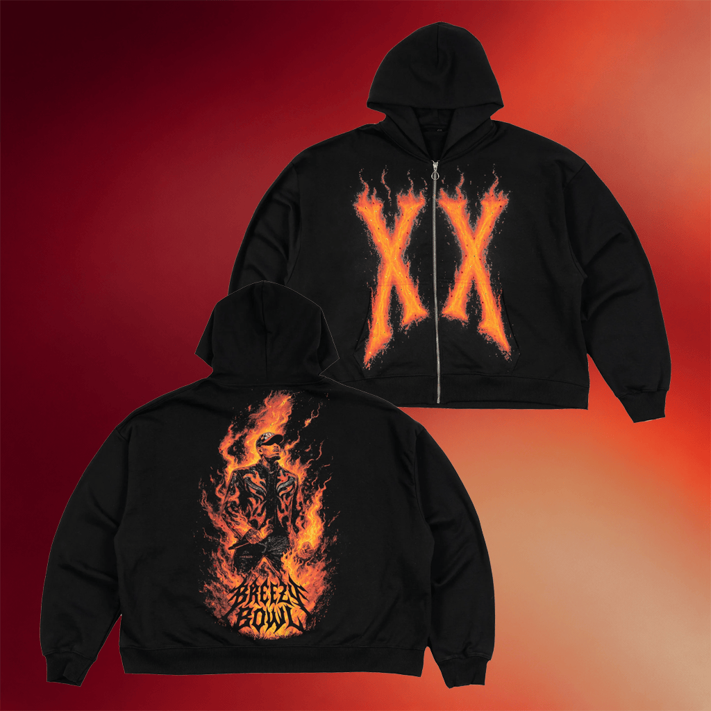 Chris Brown Merch 2026 Breezy Bowl Flame Zip Hoodie Best Gifts For Music Lovers