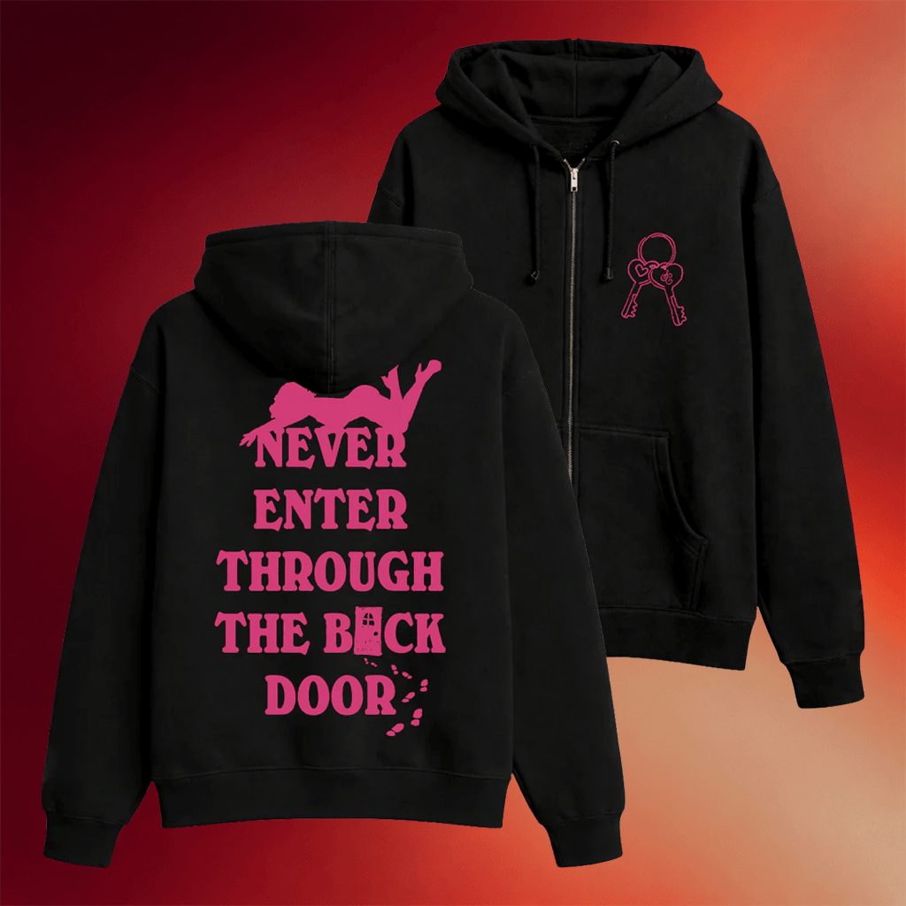 Sabrina Carpenter Coachella Merch 2026 Sabrina Never Enter Through The Back Door Zip Hoodie