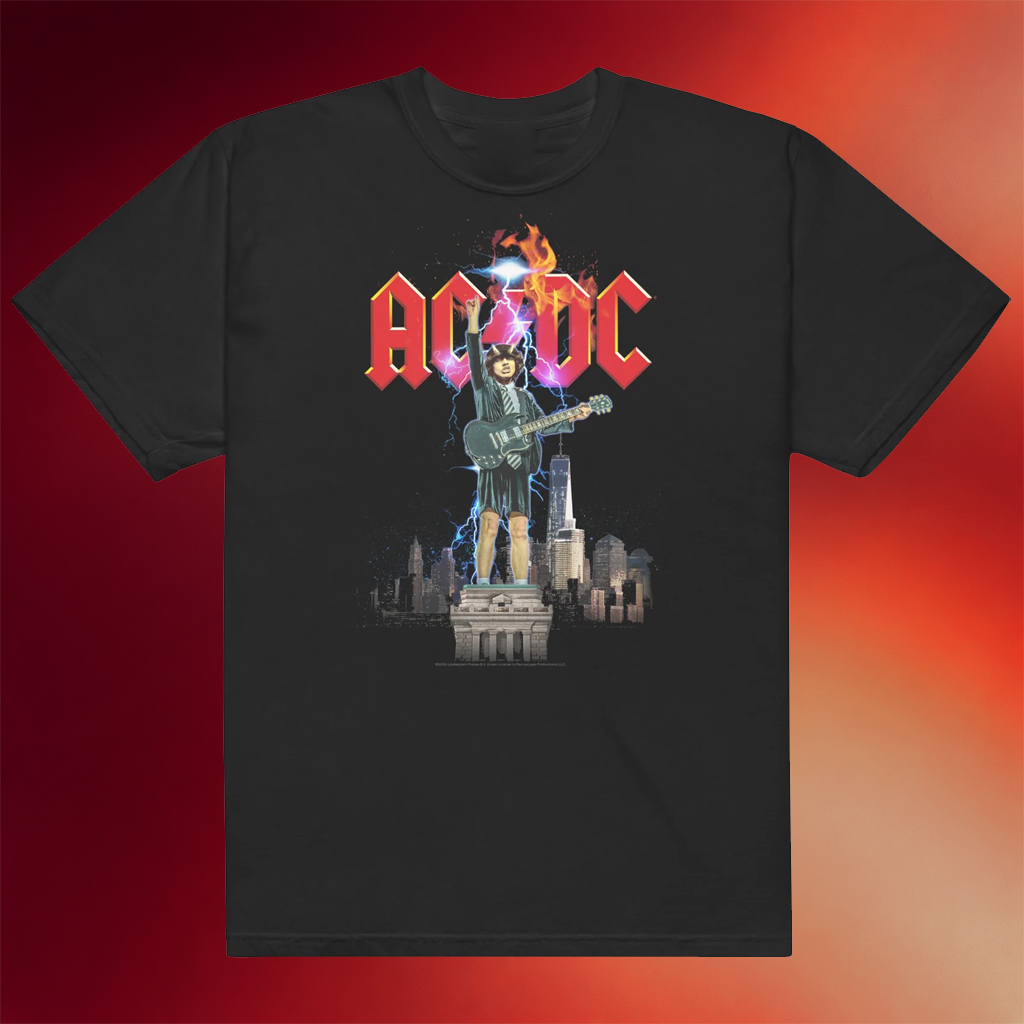 AC DC Merch 2026 Angus Lady Liberty T-Shirt AC DC Rock Band Shirt Gifts For Music Lover