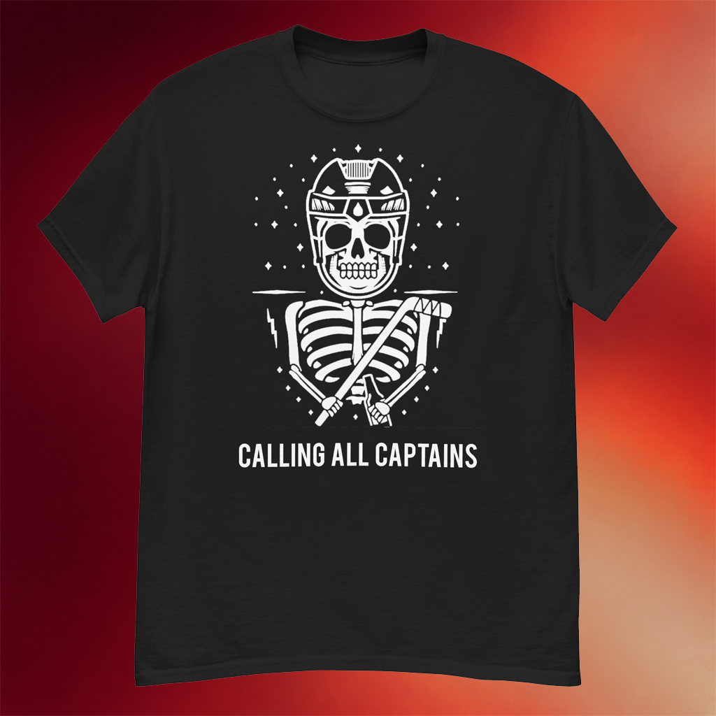 Calling All Captains Merch 2026 Hockey Skele T-Shirt Present For Husband