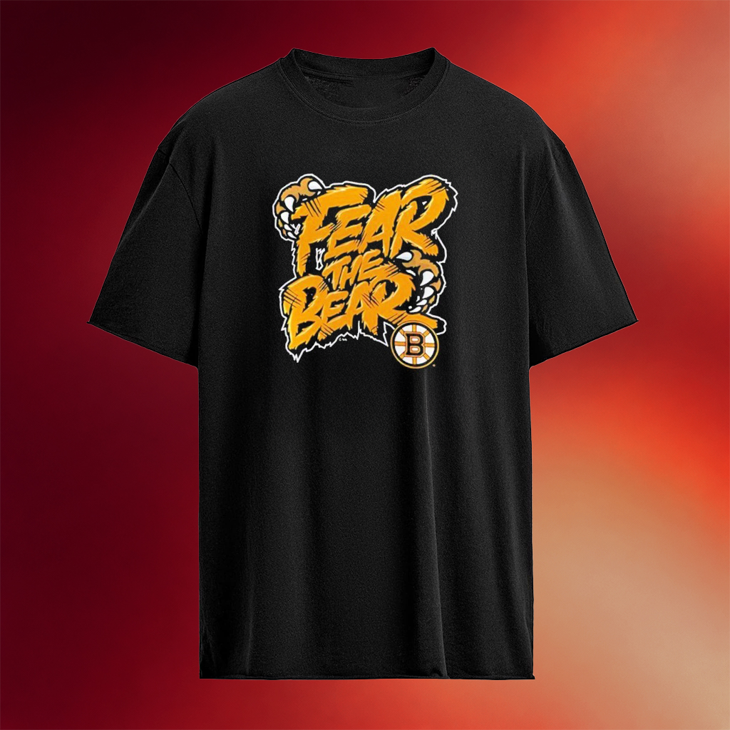 Boston Hockey Fear The Bear T-Shirt Game Day Shirt Presents For Hockey Fans
