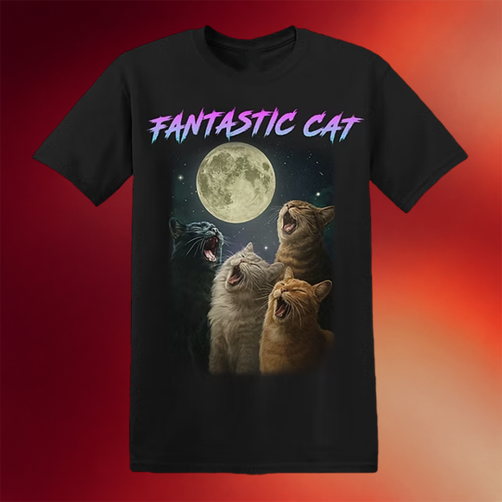 Fantastic Cat Merch Howling Moon Bootleg Shirt Gifts For Cat Lovers