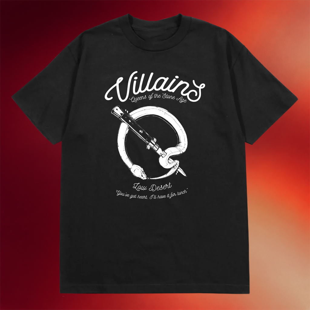 Queens Of The Stone Age Merch 2026 Snake Q Villains T-Shirt Cool Gifts For Rock Lovers