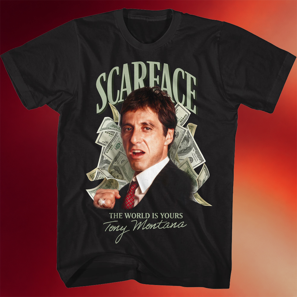 Tony Montana Money The World Is Yours Scarface T-Shirt Gifts For Father_s Day Ideas