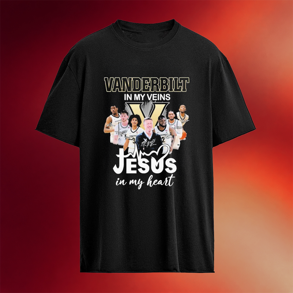Vanderbilt Football In My Veins Jesus In My Heart T-shirt Football Fan Gift Ideas