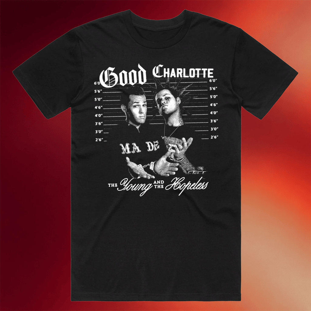 Good Charlotte Merch 2026 Old School Mugshot T-Shirt Birthday Presents For Him