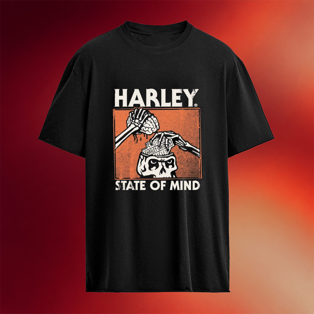 Harley Davidson State Of Mind Brain Skeleton T-Shirt Best Birthday Gift For BFF