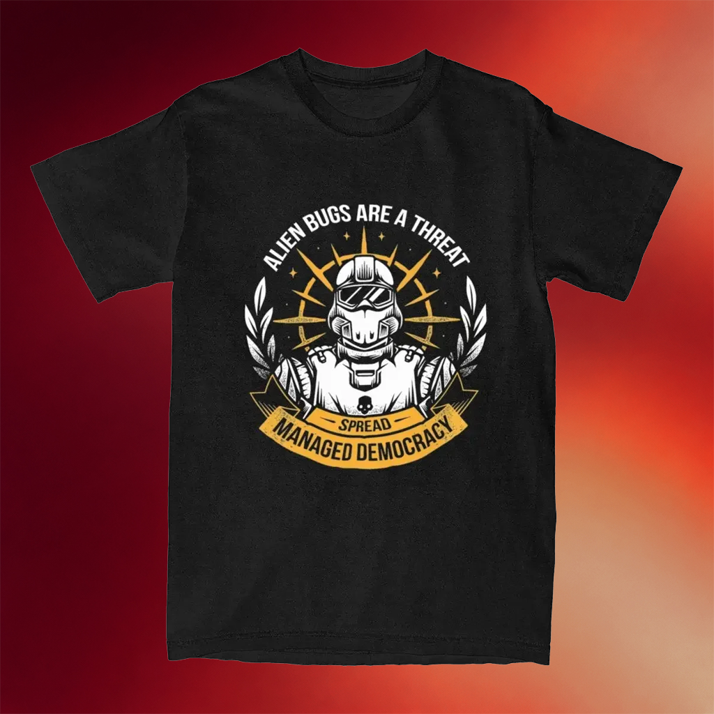 Helldivers Merch 2026 Spread Managed Democracy T-Shirt Birthday Ideas For Husband