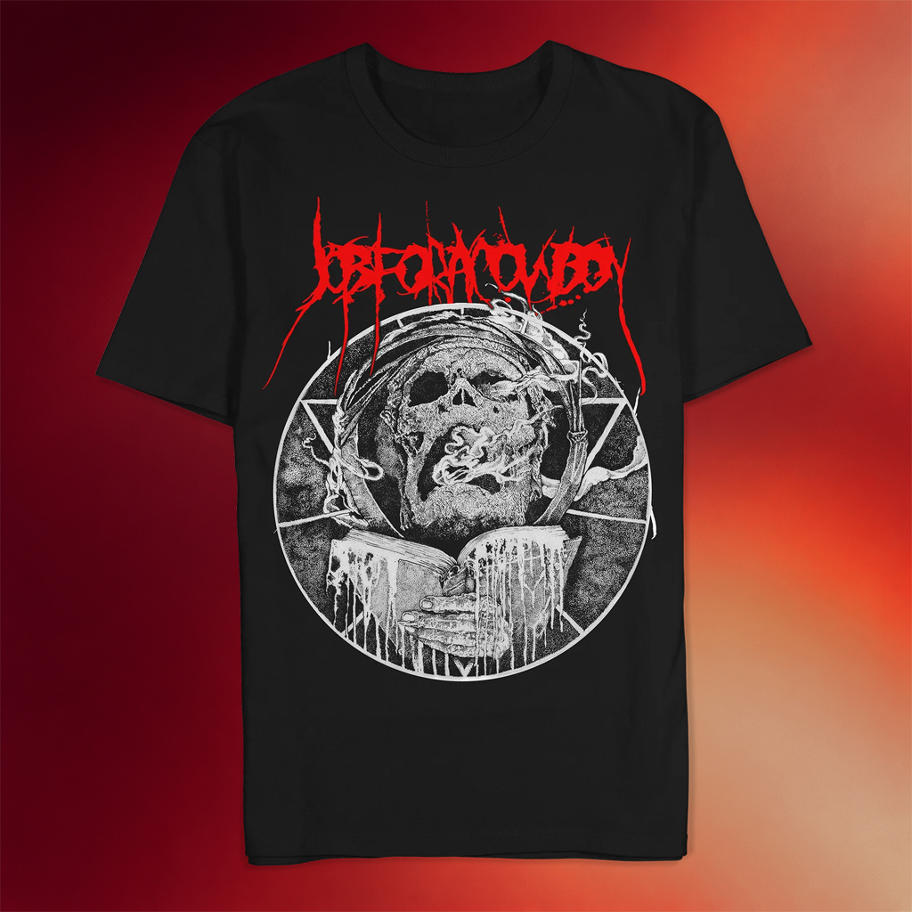 Job For A Cowboy Merch 2026 Smoking Skull Shirt Black Cool Gifts For Music Lovers