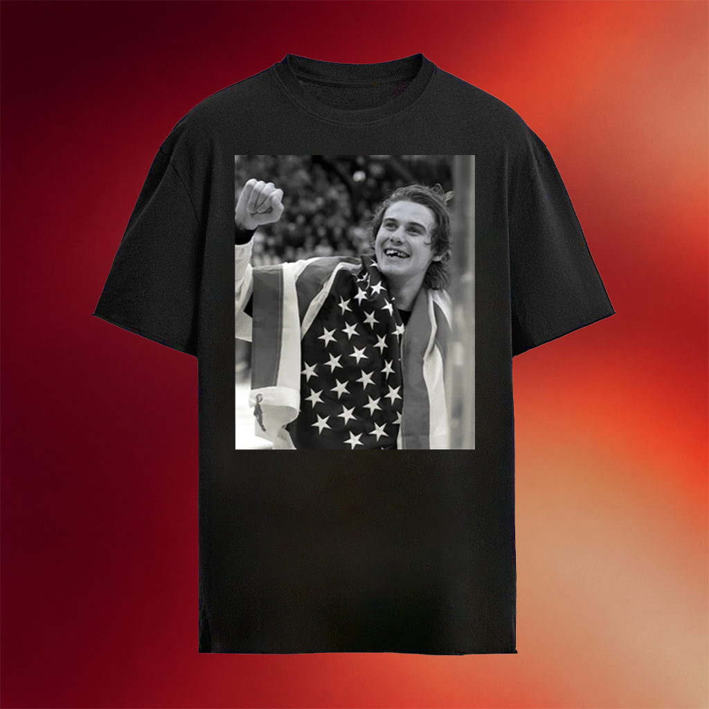 Jack Hughes Shirt USA Hockey Gold Medal Merch USA Olympic Champions Hockey Jack Hughes Flag Shirt