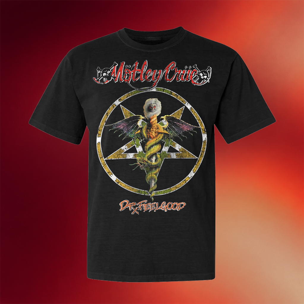 Motley Crue Merch 2026 Dr Feelgood Caduceus T-Shirt Music Related Gifts For Guys