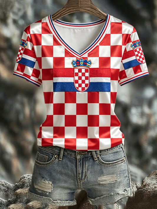 Croatia FIFA World Cup 2026 V-Neck Shirt Croatia Group World Cup Apparel Fans Gifts