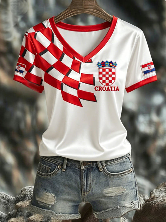 Croatia FIFA World Cup 2026 V-Neck Shirt Croatia World Cup Games Apparel Soccer Fans Gifts