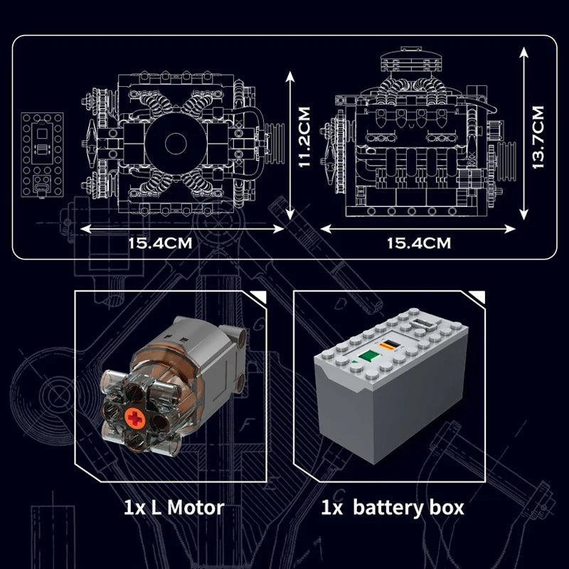 Mould King 10171 - Motorized V8 Engine Building Kit - Sofhome