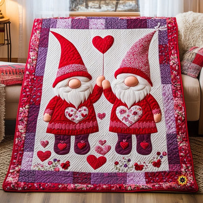 Valentine Cute Gnome Couples Quilted Blanket Unique Valentine Gifts For Husband and Wife